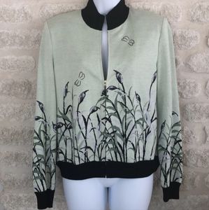 St John Sport zip cardigan sweater dragonflies